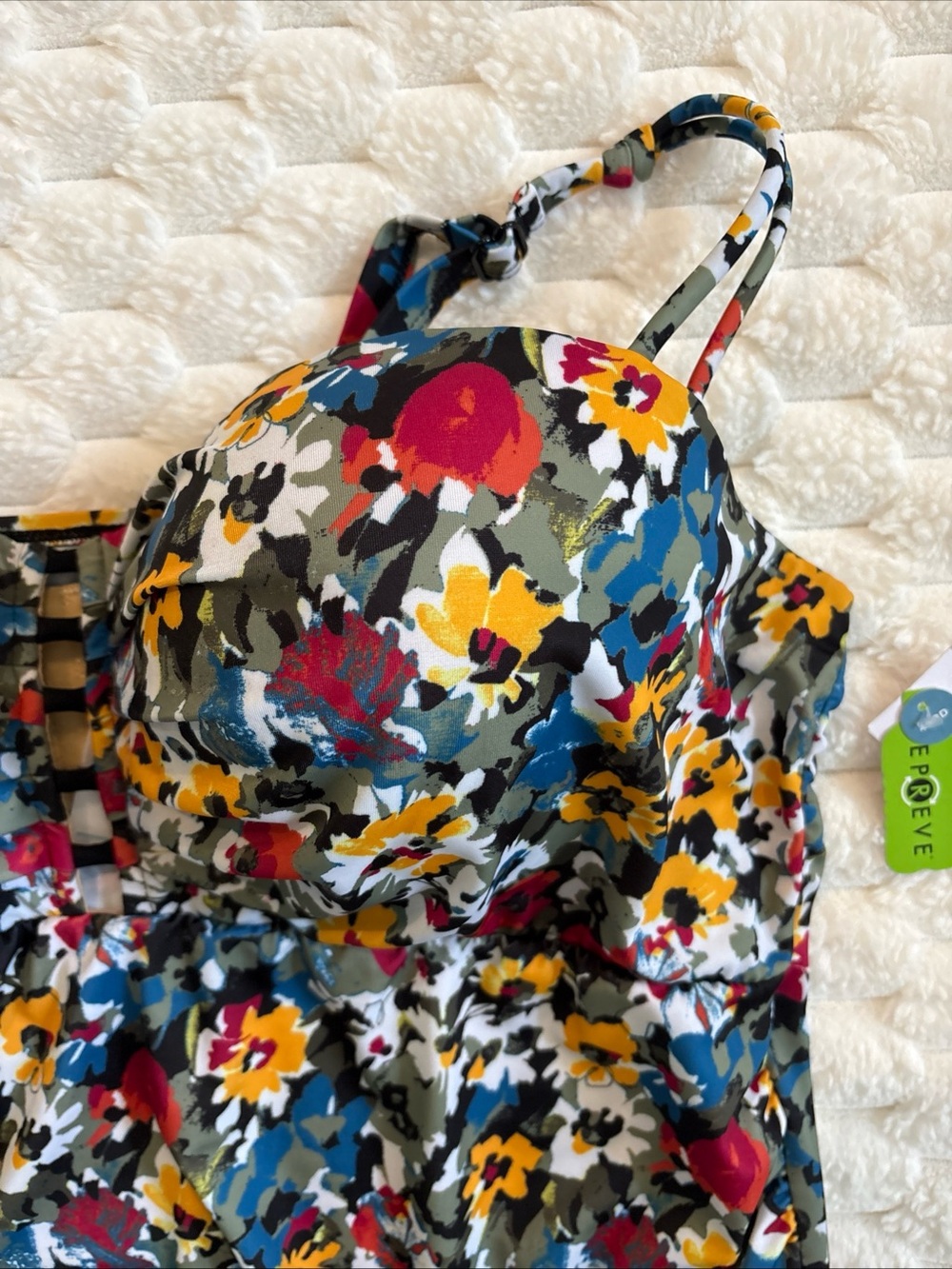 Swim By Cacique Tankini Top 46DD Lined Cups Floral Bathing Suit Top Underwire - Picture 5 of 16